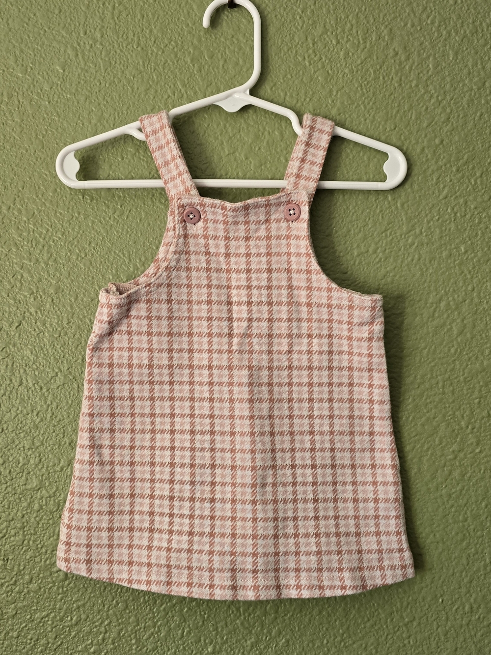 Pink Plaid Pinafore Dress -